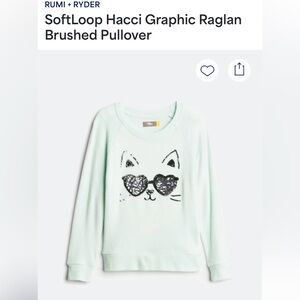 Rumi + Ryder Mint Cat Graphic Kids Sweatshirt
